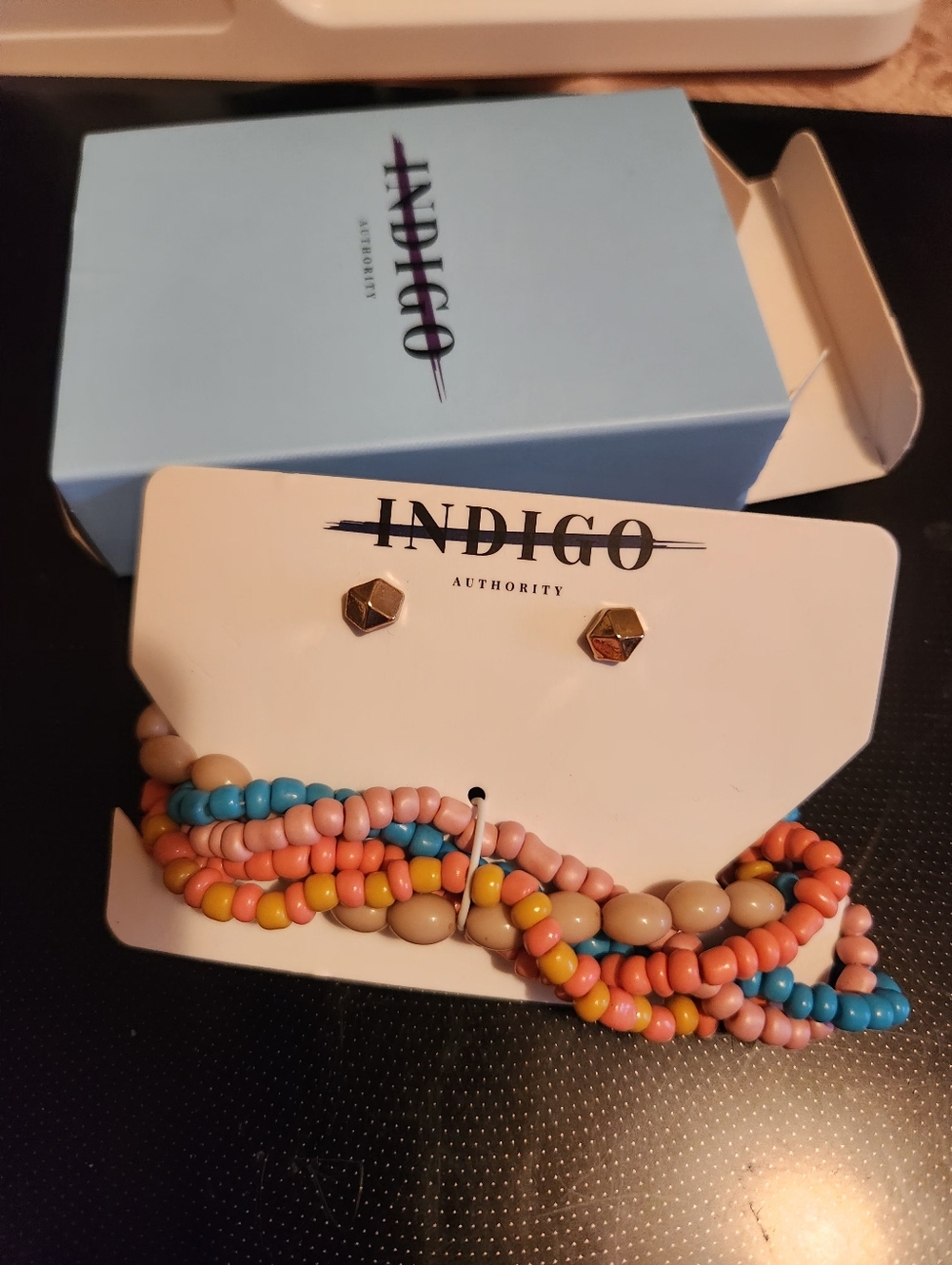 Indigo Authority Beeded Bracelet And Earring SET